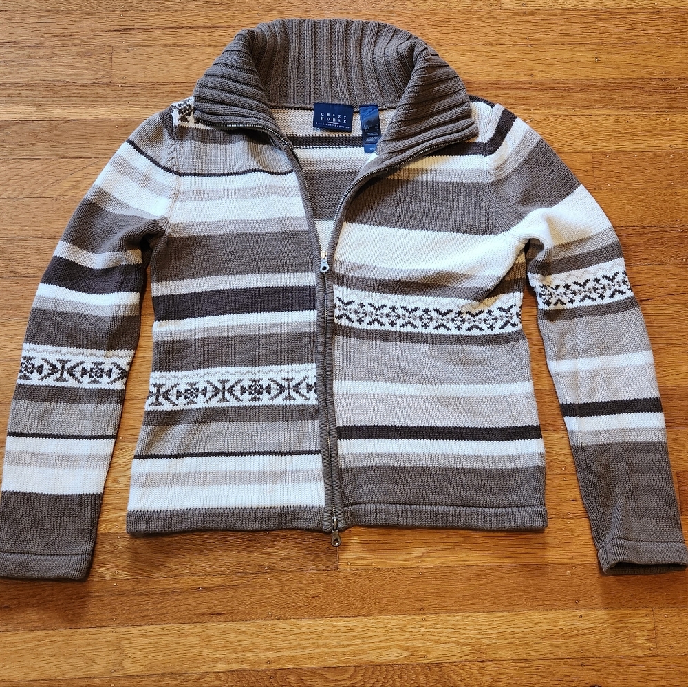 Crazy Horse by Liz Claiborne Brown and Cream Striped Sweater